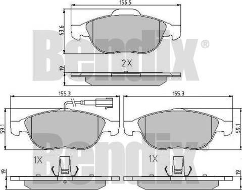 BENDIX 510831 - Bremžu uzliku kompl., Disku bremzes ps1.lv