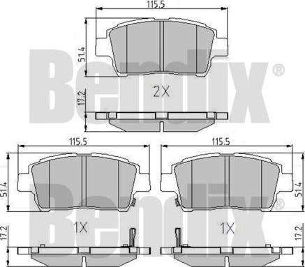 BENDIX 510879 - Bremžu uzliku kompl., Disku bremzes ps1.lv