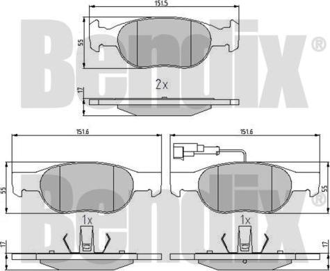 BENDIX 510259 - Bremžu uzliku kompl., Disku bremzes ps1.lv