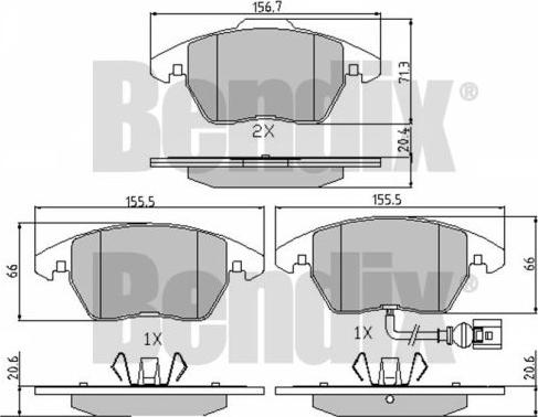 BENDIX 510222 - Bremžu uzliku kompl., Disku bremzes ps1.lv