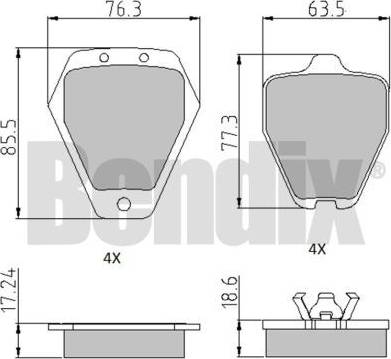 BENDIX 510726 - Bremžu uzliku kompl., Disku bremzes ps1.lv