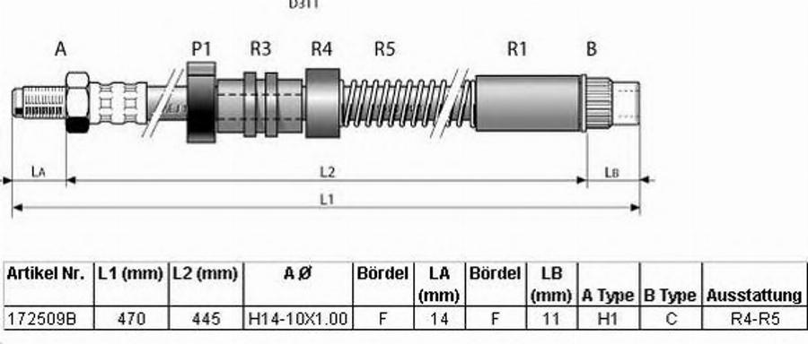 BENDIX 172509 B - Bremžu šļūtene ps1.lv