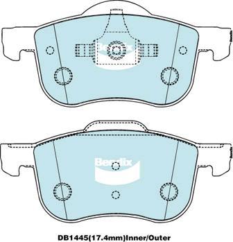 Bendix-AU DB1445 EURO+ - Bremžu uzliku kompl., Disku bremzes ps1.lv