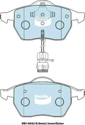 Bendix-AU DB1404 EURO+ - Bremžu uzliku kompl., Disku bremzes ps1.lv