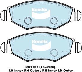 Bendix-AU DB1757 GCT - Bremžu uzliku kompl., Disku bremzes ps1.lv