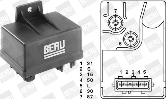 BorgWarner (BERU) GR034 - Relejs, Palaišanas iekārta ps1.lv