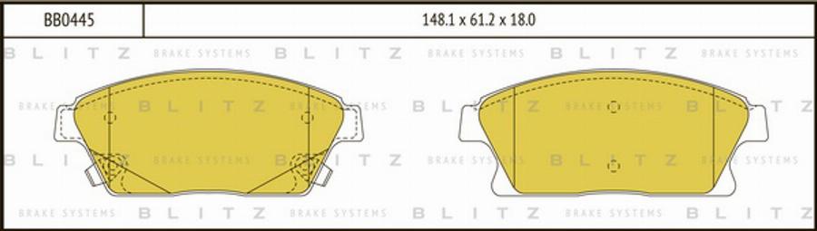 Blitz BB0445 - Bremžu uzliku kompl., Disku bremzes ps1.lv