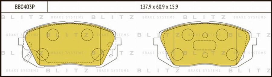 Blitz BB0403P - Bremžu uzliku kompl., Disku bremzes ps1.lv