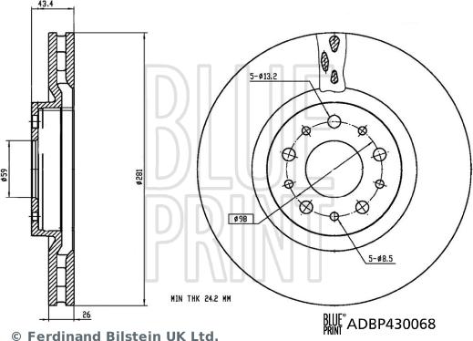 Blue Print ADBP430068 - Bremžu diski ps1.lv