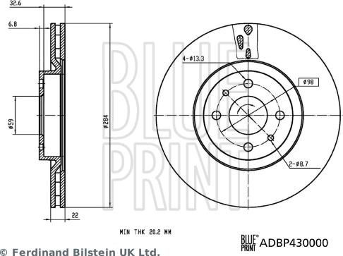 Blue Print ADBP430000 - Bremžu diski ps1.lv