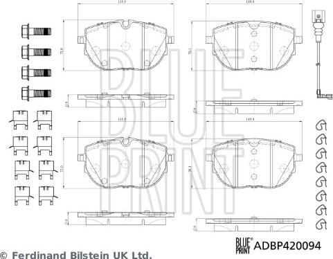 Blue Print ADBP420094 - Bremžu uzliku kompl., Disku bremzes ps1.lv