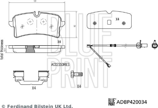 Blue Print ADBP420034 - Bremžu uzliku kompl., Disku bremzes ps1.lv