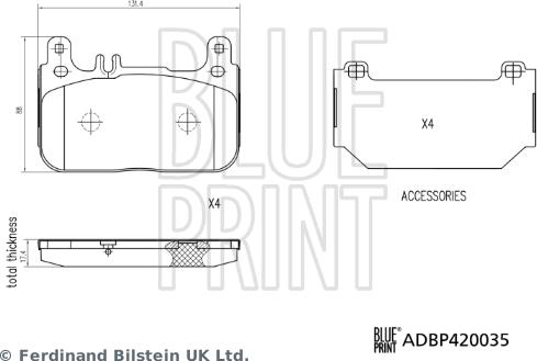 Blue Print ADBP420035 - Bremžu uzliku kompl., Disku bremzes ps1.lv