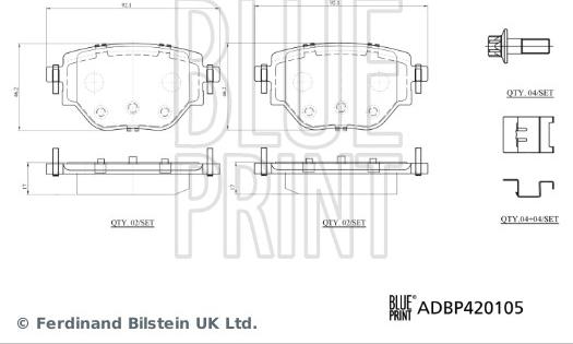 Blue Print ADBP420105 - Bremžu uzliku kompl., Disku bremzes ps1.lv