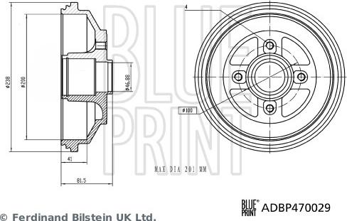 Blue Print ADBP470029 - Bremžu trumulis ps1.lv