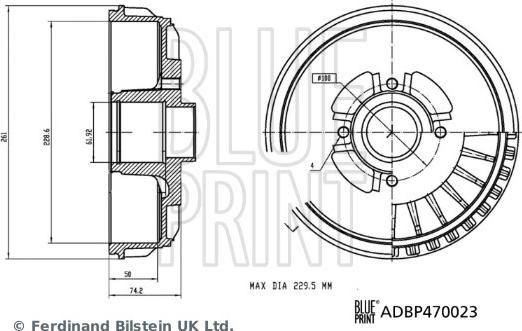 Blue Print ADBP470023 - Bremžu trumulis ps1.lv