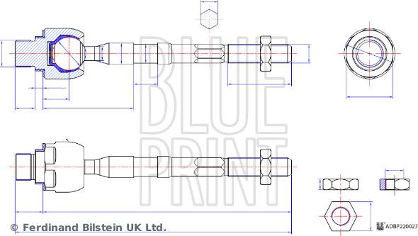 Blue Print ADBP870094 - Aksiālais šarnīrs, Stūres šķērsstiepnis ps1.lv