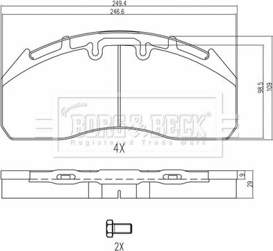 Borg & Beck BBP33004HD - Bremžu uzliku kompl., Disku bremzes ps1.lv