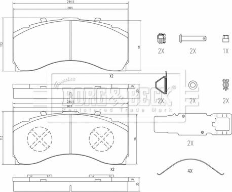 Borg & Beck BBP33015 - Bremžu uzliku kompl., Disku bremzes ps1.lv