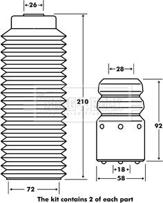 Borg & Beck BPK7098 - Putekļu aizsargkomplekts, Amortizators ps1.lv