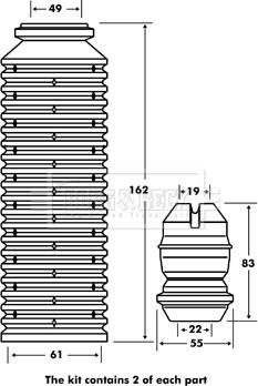 Borg & Beck BPK7076 - Putekļu aizsargkomplekts, Amortizators ps1.lv