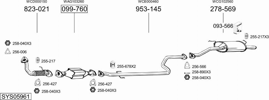 Bosal SYS05961 - Izplūdes gāzu sistēma ps1.lv