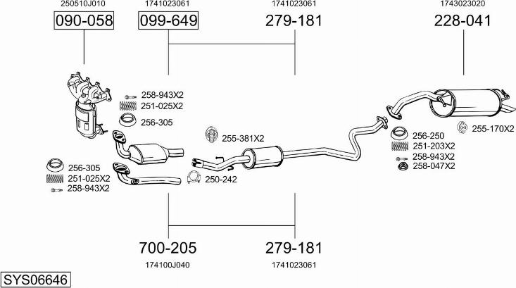 Bosal SYS06646 - Izplūdes gāzu sistēma ps1.lv