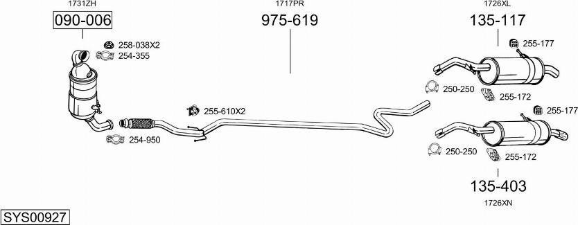 Bosal SYS00927 - Izplūdes gāzu sistēma ps1.lv