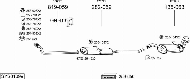 Bosal SYS01099 - Izplūdes gāzu sistēma ps1.lv