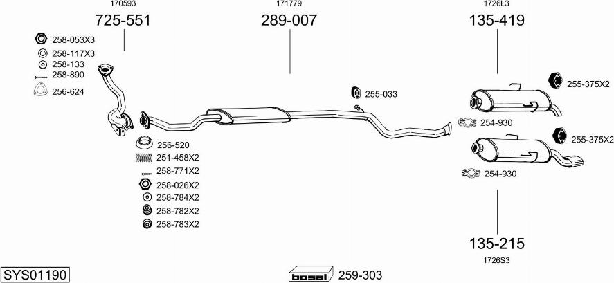 Bosal SYS01190 - Izplūdes gāzu sistēma ps1.lv