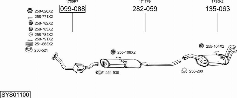 Bosal SYS01100 - Izplūdes gāzu sistēma ps1.lv