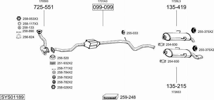 Bosal SYS01189 - Izplūdes gāzu sistēma ps1.lv