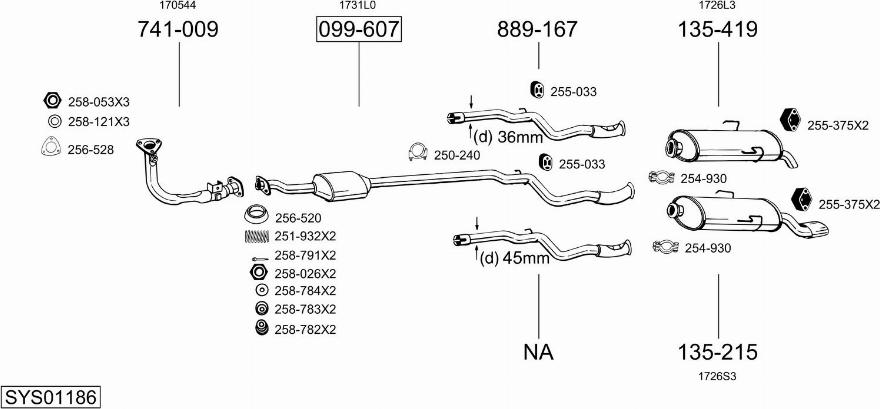 Bosal SYS01186 - Izplūdes gāzu sistēma ps1.lv