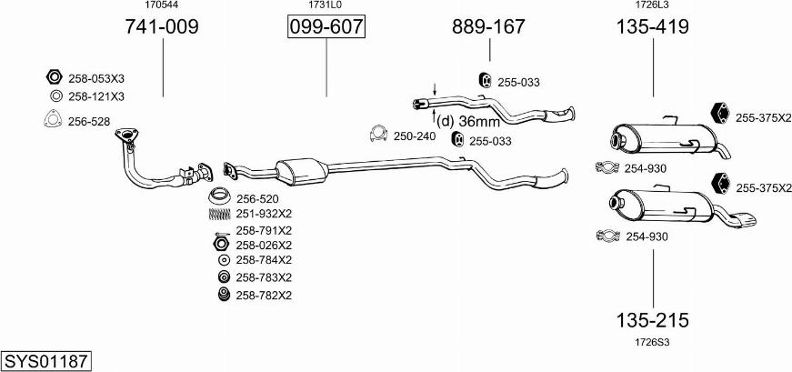 Bosal SYS01187 - Izplūdes gāzu sistēma ps1.lv