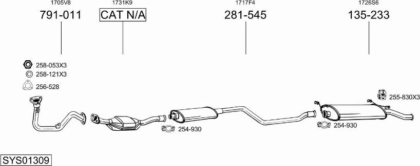 Bosal SYS01309 - Izplūdes gāzu sistēma ps1.lv