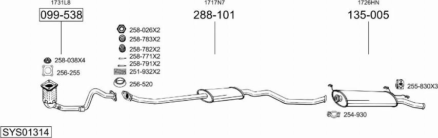 Bosal SYS01314 - Izplūdes gāzu sistēma ps1.lv