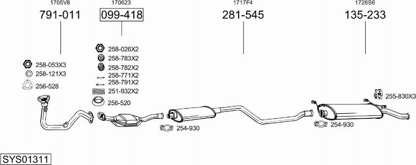 Bosal SYS01311 - Izplūdes gāzu sistēma ps1.lv