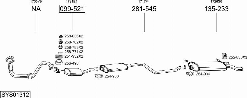 Bosal SYS01312 - Izplūdes gāzu sistēma ps1.lv