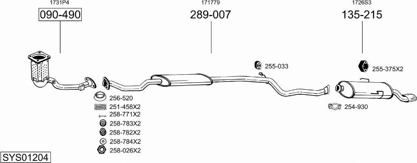 Bosal SYS01204 - Izplūdes gāzu sistēma ps1.lv