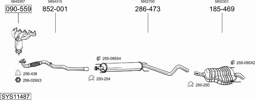 Bosal SYS11487 - Izplūdes gāzu sistēma ps1.lv