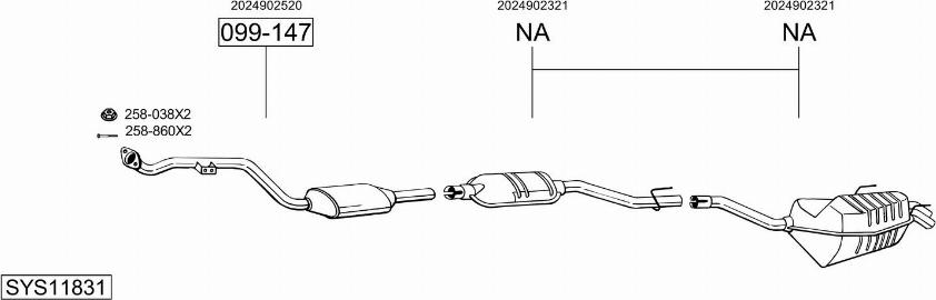 Bosal SYS11831 - Izplūdes gāzu sistēma ps1.lv