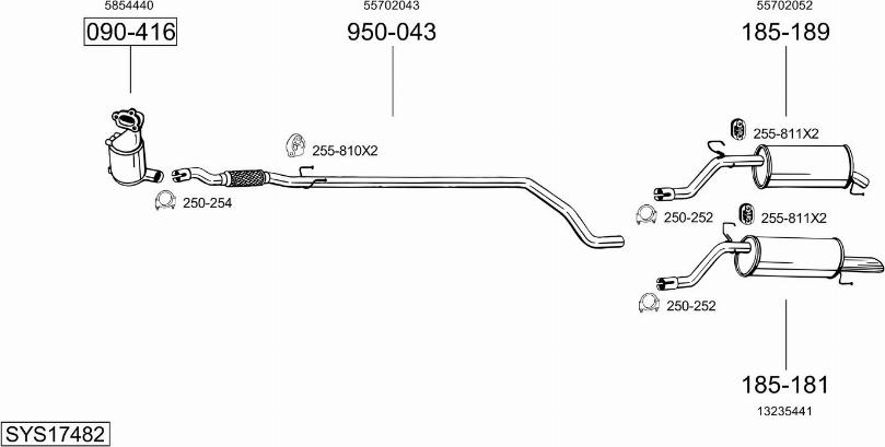 Bosal SYS17482 - Izplūdes gāzu sistēma ps1.lv