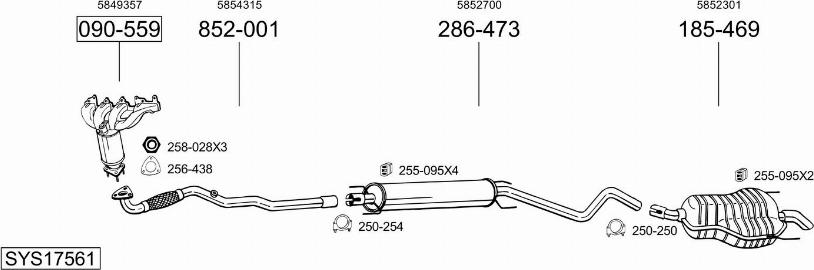 Bosal SYS17561 - Izplūdes gāzu sistēma ps1.lv