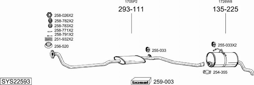 Bosal SYS22593 - Izplūdes gāzu sistēma ps1.lv