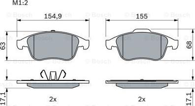 BOSCH 0 986 494 401 - Bremžu uzliku kompl., Disku bremzes ps1.lv