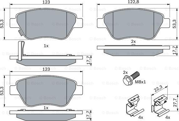 BOSCH 0 986 494 092 - Bremžu uzliku kompl., Disku bremzes ps1.lv