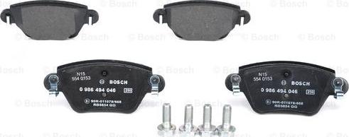 BOSCH 0 986 494 046 - Bremžu uzliku kompl., Disku bremzes ps1.lv