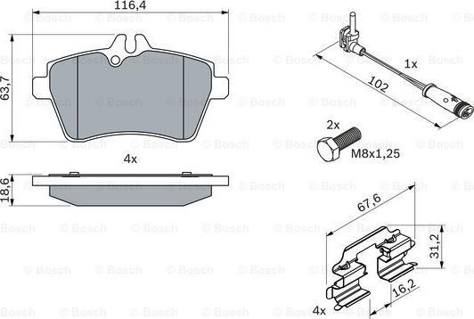 BOSCH 0 986 494 087 - Bremžu uzliku kompl., Disku bremzes ps1.lv