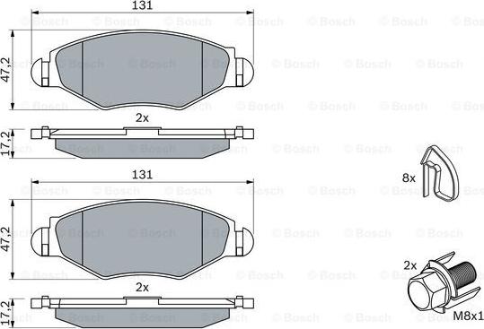 BOSCH 0 986 494 039 - Bremžu uzliku kompl., Disku bremzes ps1.lv