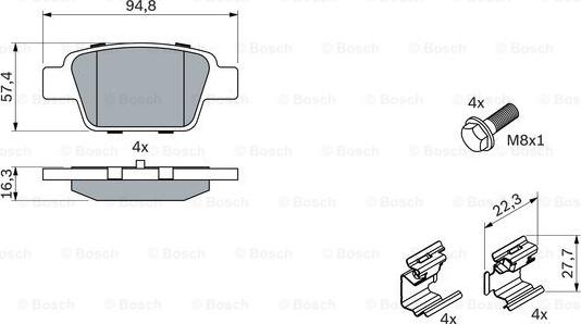 BOSCH 0 986 494 030 - Bremžu uzliku kompl., Disku bremzes ps1.lv